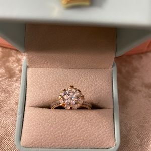 3ct classic round  Moissanite mosaic two tone ring